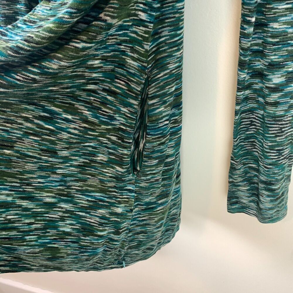 Anthropologie STACIA Open Cardigan Hooded Space Dye S Teal Green Bamboo - Picture 9 of 9
